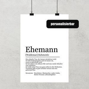 Gift Husband Man | Christmas | personalized posters | Definition | minimalist | A4, A3 or digital | Birthday | Valentine’s Day