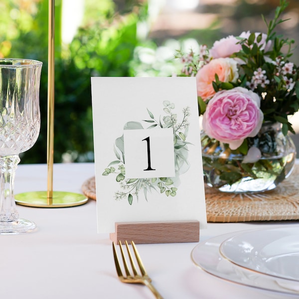 Table numbers wedding digital download for self-printing No. 1- 20 | Wedding table decoration | greenery