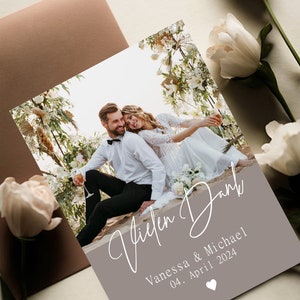 Danksagungskarte Hochzeit auf Acrylglas | Acryl Din B6 | inkl Briefumschlag und Wachssiegel grün blau beere rose taupe schwarz braun