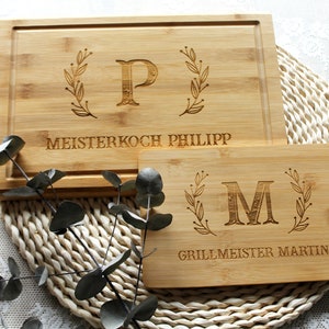 Topzora Schneidebrett Aus Akazienholz - Personalisiertes Geschenk Für Papa Mit Saftrille 32x22cm