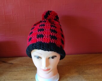 Buffalo Plaid Bobble Hat (Small Adult/Teen Size)