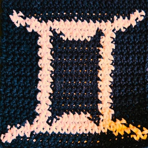 Gemini Astrological Birthday Symbol Tapestry Crochet Pattern - Beginner Easy Wall Hanging Granny Square Pattern Birthday - DIGITAL PATTERN