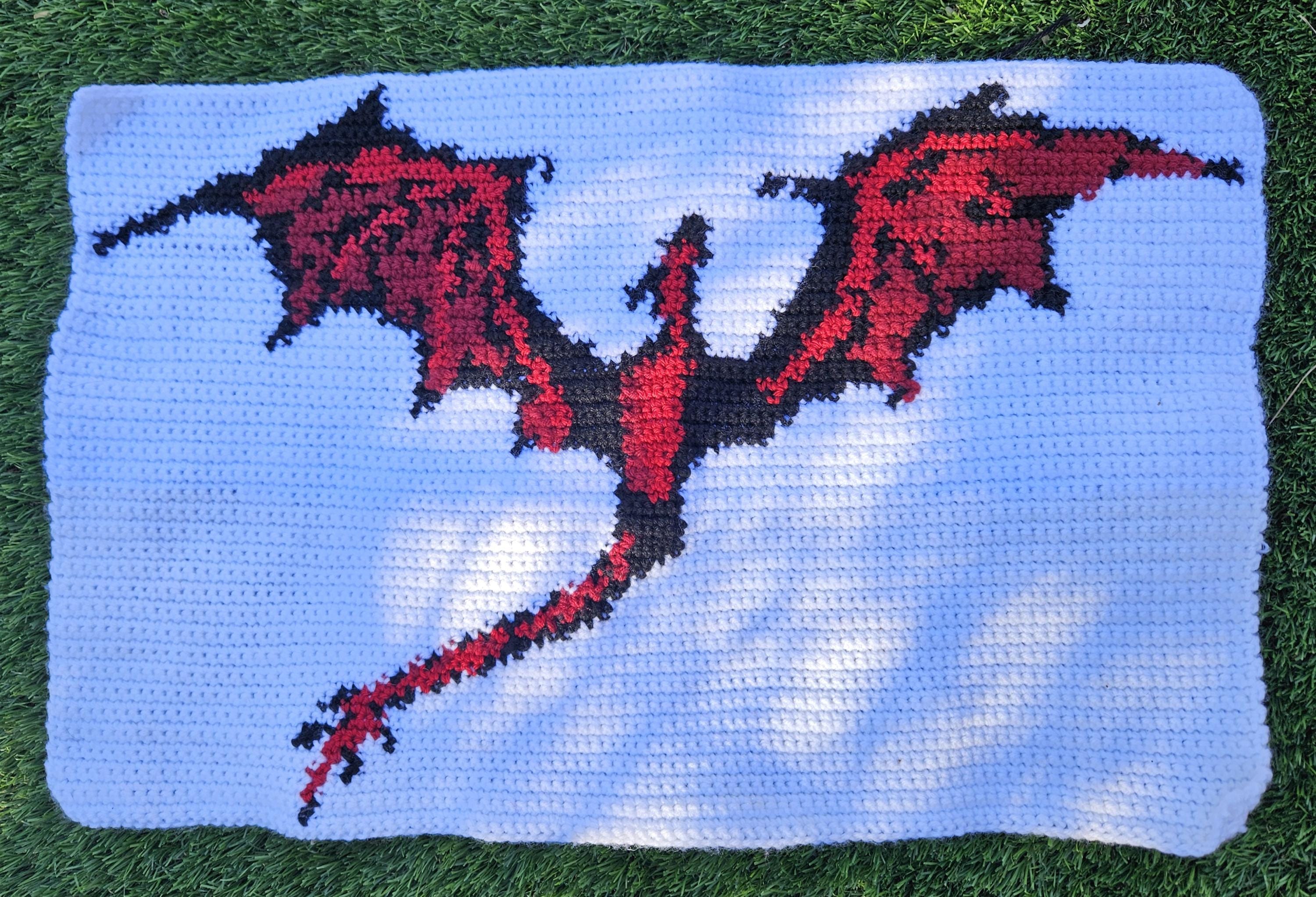 Red Dragon Tapestry Crochet Pattern: Mythical Wyvern Blanket