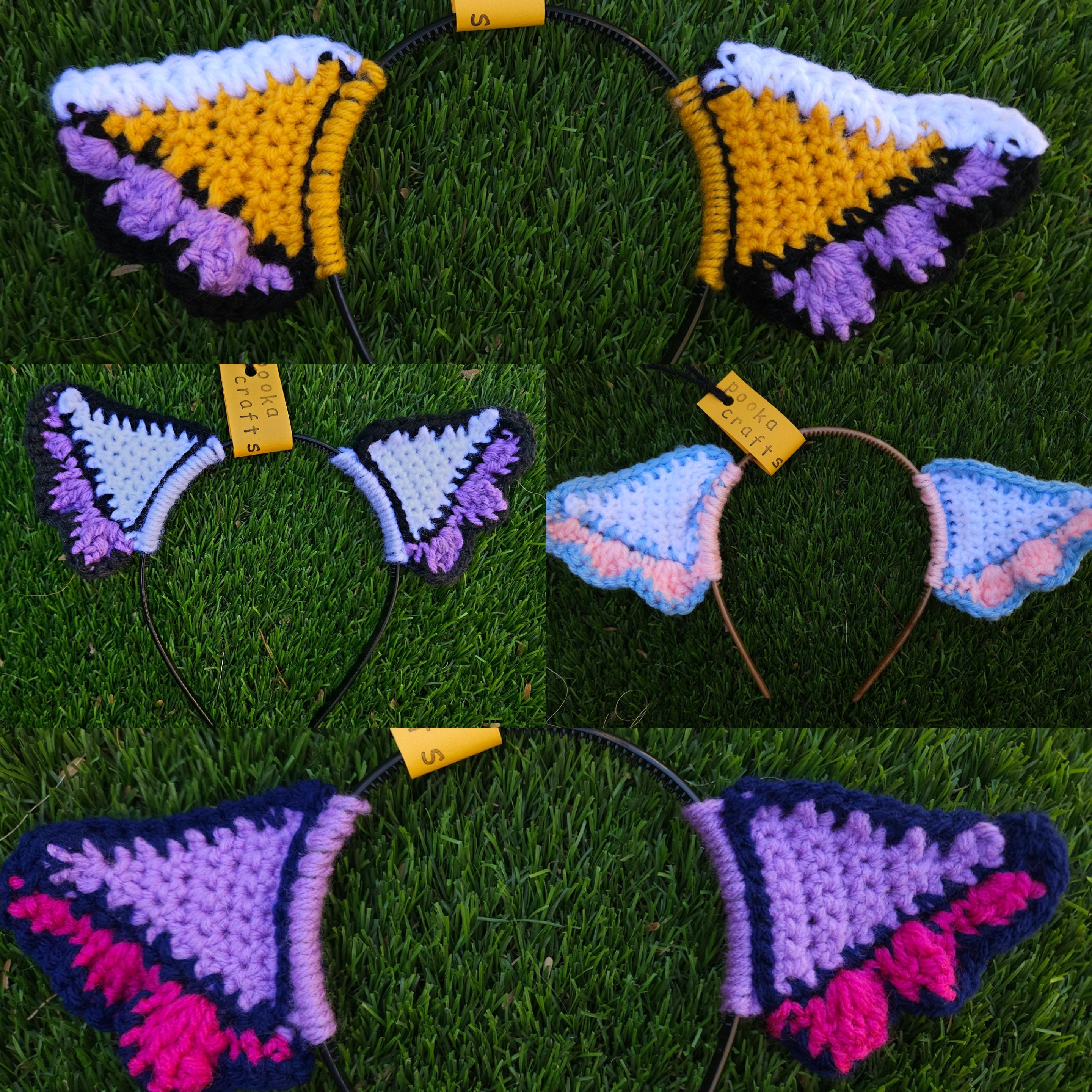 Pride Ears Headband - Handmade Crochet LGBTQ+ Trans Bisexual Ace Pan Gay Lesbian - Cat Bunny Fairytale Cosplay Costume Animal Soft Colorful