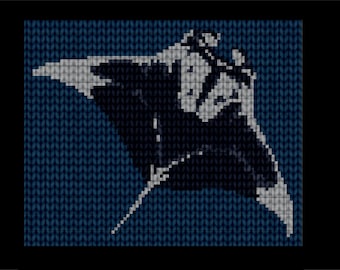 Manta Ray Tapestry Crochet Pattern - Stingray Nature Deep Sea Ocean Life Spooky Pretty Cute Unique Tote Bag Blanket Pillow - DIGITAL PATTERN
