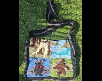 Cryptid Tote Bag - Beginner Easy Bigfoot Loch Ness Werewolf Wendigo Mothman Dogman Bunyip Jersey Devil Waterhorse 8 Patterns DIGITAL PATTERN