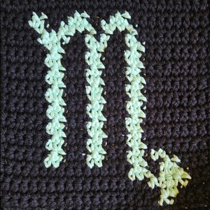 Scorpio Zodiac Tapestry Crochet Pattern Beginner Easy Wall Hanging Granny Square Pattern Birthday Astrology Whimsigoth- DIGITAL PATTERN ONLY