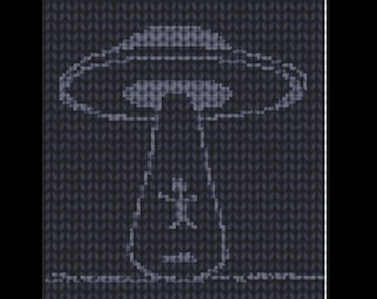 UFO誘拐タペストリーのかぎ針編みパターン：エイリアンの壁掛け、トートバッグ、ブランケット、枕（デジタルパターン）