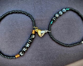Levi, Eren, Erwin, Mikasa, Armin Bracelet Pair - Choose Two - Magnetic Hearts