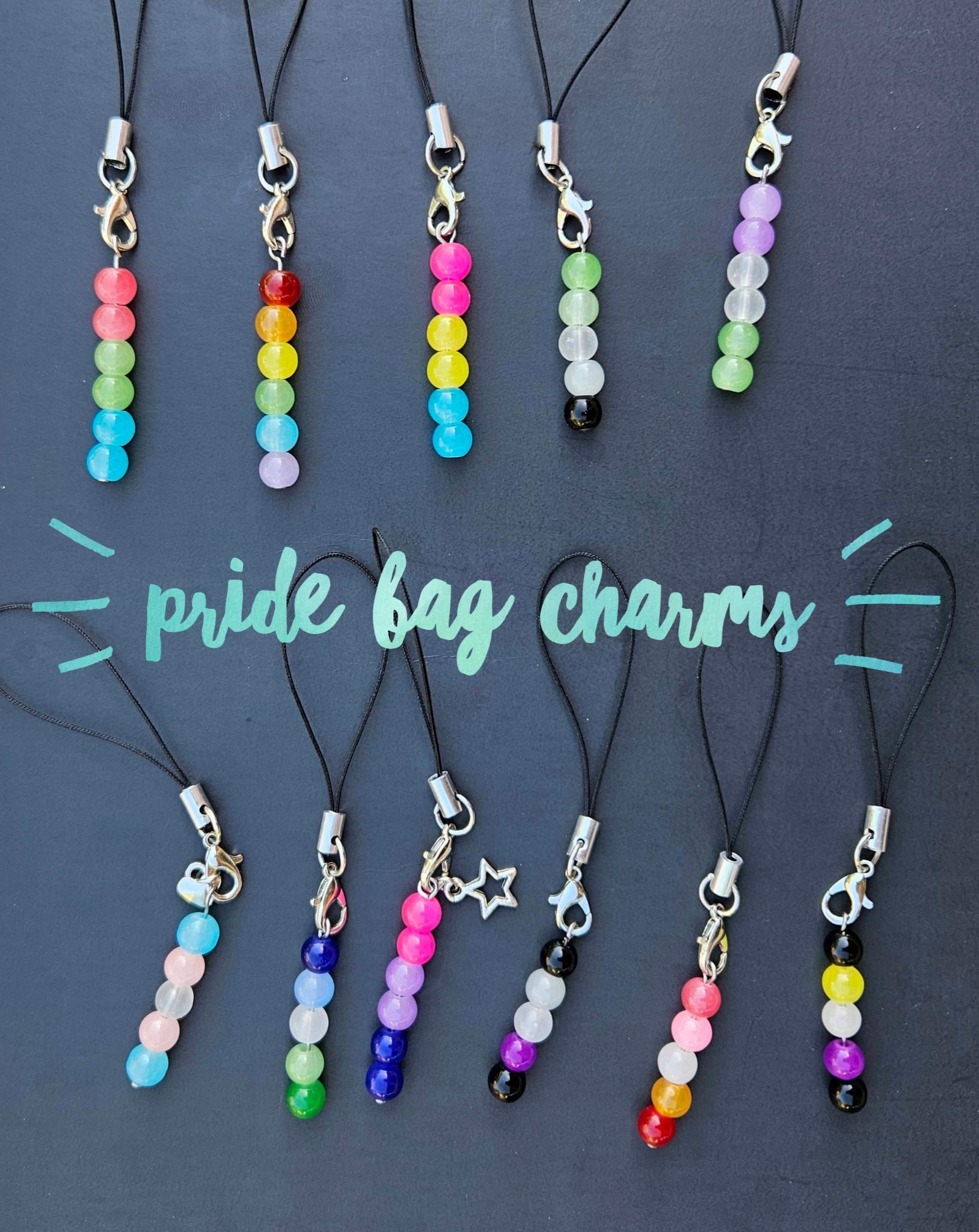 Pride Bag Charm: Glass Bead LGBTQ Zipper Pull Dangle Keychain