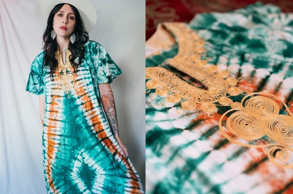 Vintage African Cotton Kaftan Dress