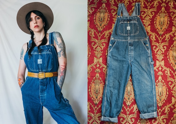 Vintage Lee Riveted Dungarees Denim Bib Carpenter