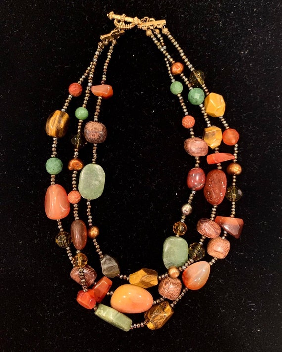 Vintage Multi - chain semi precious necklace