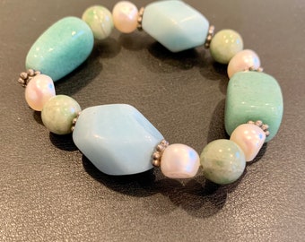 Pulsera turquesa y perla