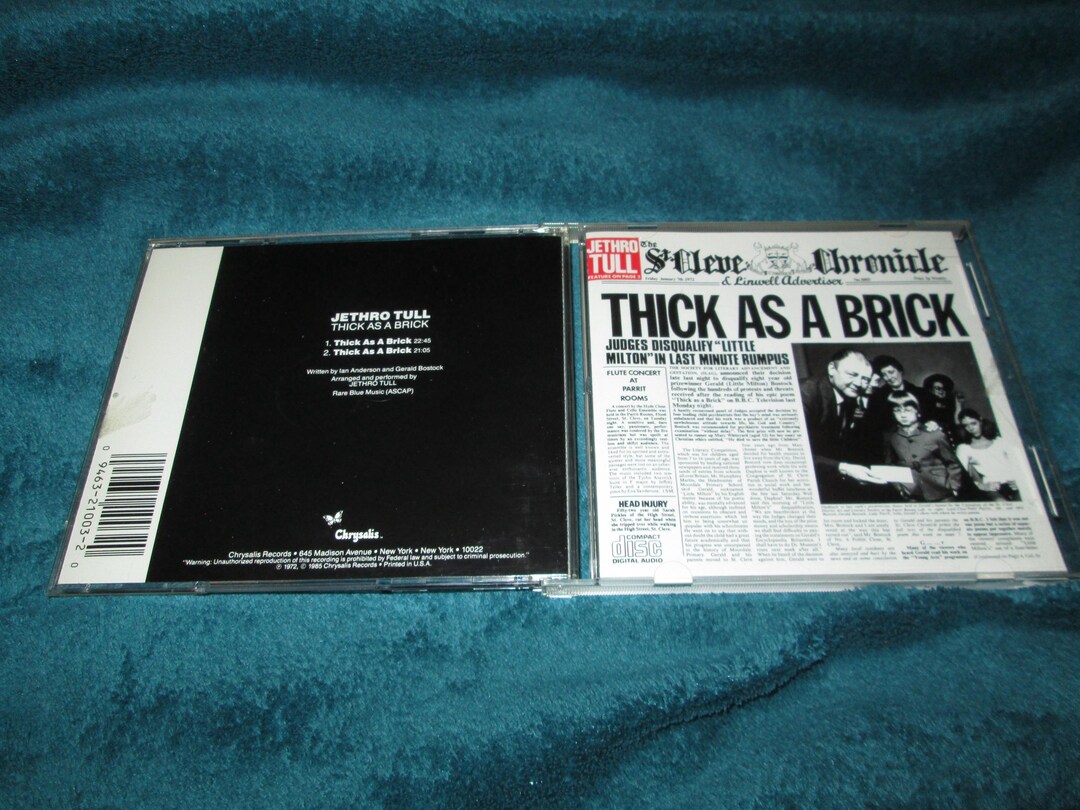 Jethro Tull -thick as A Brick Official Factory Release CD on Chrysalis ...