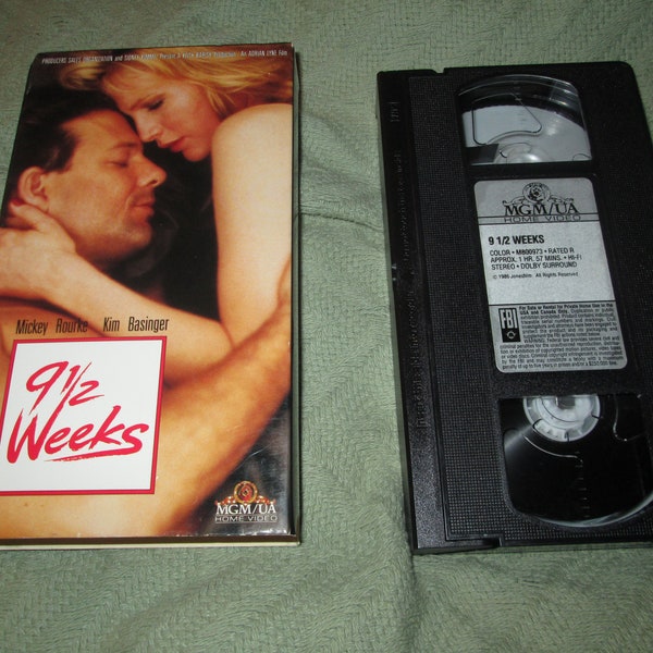 9 1/2 Weeks -1986 Factory release VHS on MGM/UA M800973 -Kim Basinger -Free us shipping!