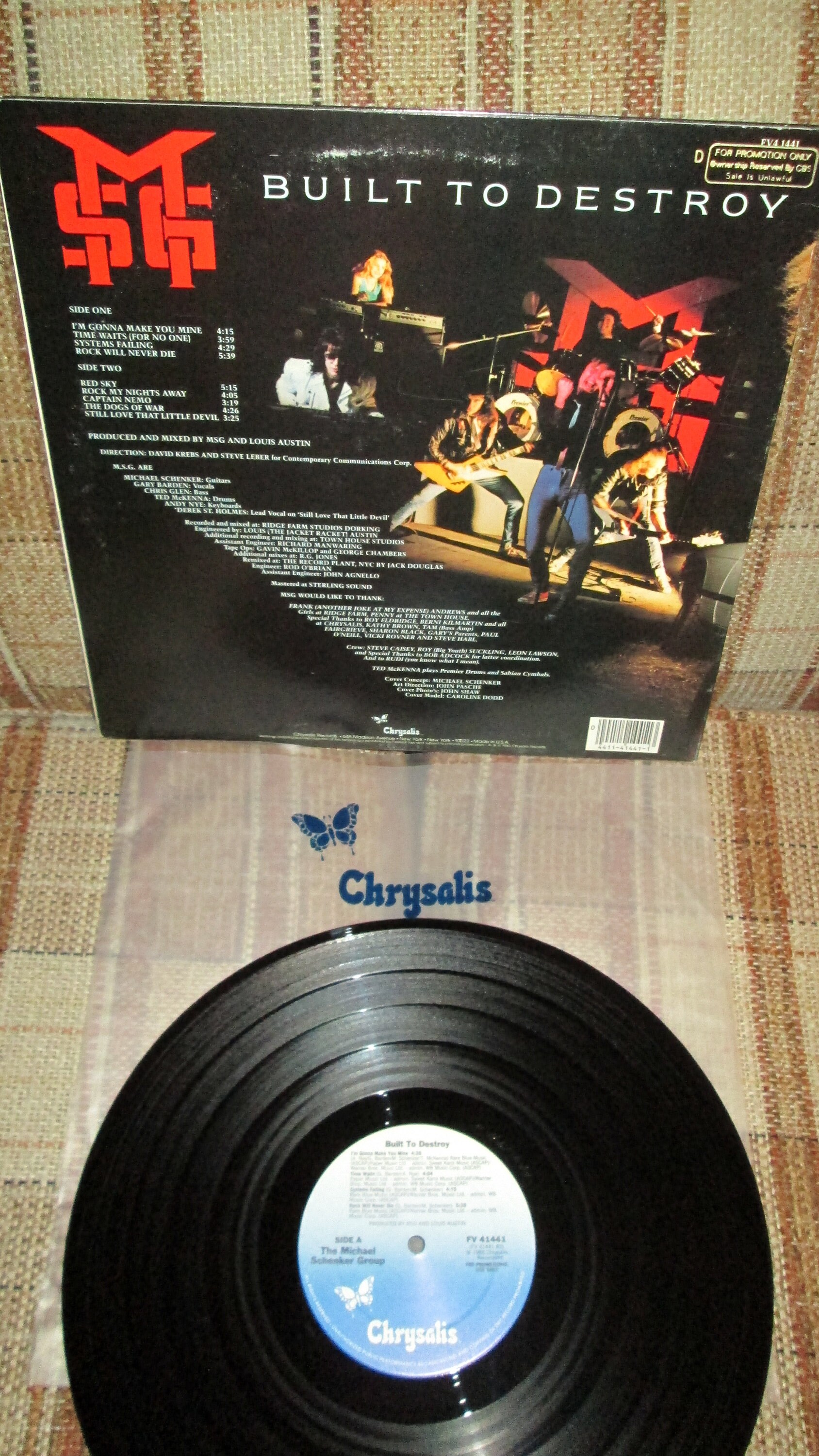 Michael Schenker Group -built to Destroy RARE Promo on Label