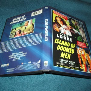 May include: DVD case for the film "Island of Doomed Men." The cover features a vintage movie poster with Peter Lorre's name prominently displayed. The case is blue with movie stills and text.