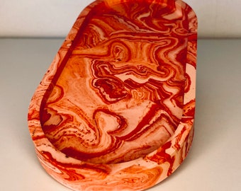 Handmade Jesmonite Oval Tray: Marble Terrazzo Trinket Dish