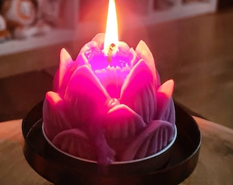 Soy Wax Lotus Flower Candle: Scented Home Decor, Handmade in Netherlands