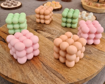 Strong Scented Bubble Cube Candle: Handmade Soy Wax, Vegan