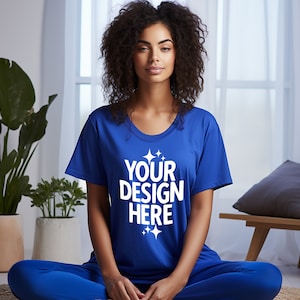 Royal Blue T-Shirt Mockup: Gildan 64000 Women&#39;s Tee (JPEG)