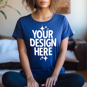 Royal Blue Gildan 64000 T-shirt Mockup: Women&#39;s Tee (Digital Download JPEG File)