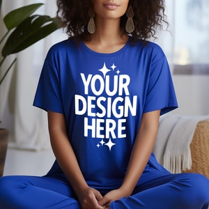 Royal Blue T-shirt Mockup: Gildan 64000, Women&#39;s Tee (JPEG Download)