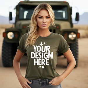 Military Green T-shirt Mockup: Gildan 64000 Style (JPEG)