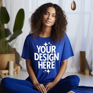 Royal Blue Gildan 64000 T-shirt Mockup: Women&#39;s Tee (JPEG)