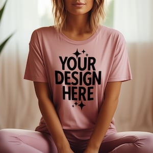Light Pink T-shirt Mockup: Gildan 64000 Women&#39;s Tee (JPEG)
