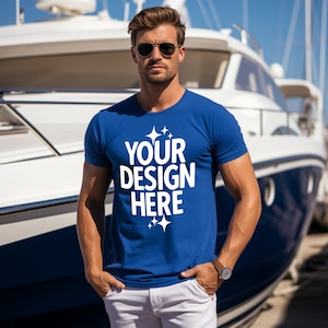 Royal Blue Gildan 64000 T-shirt Mockup: Men&#39;s Tee (Digital Download JPEG)