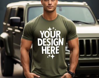 T-shirt Gildan verde militare modello: G640 da uomo (JPEG)