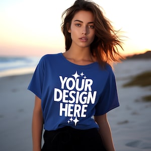 Royal Blue T-shirt Mockup: Gildan 64000 Women&#39;s Tee (JPEG Download)