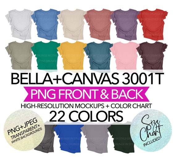 Bella Canvas 3001T T-shirt Mockup Bundle: Front & Back (Digital Download)