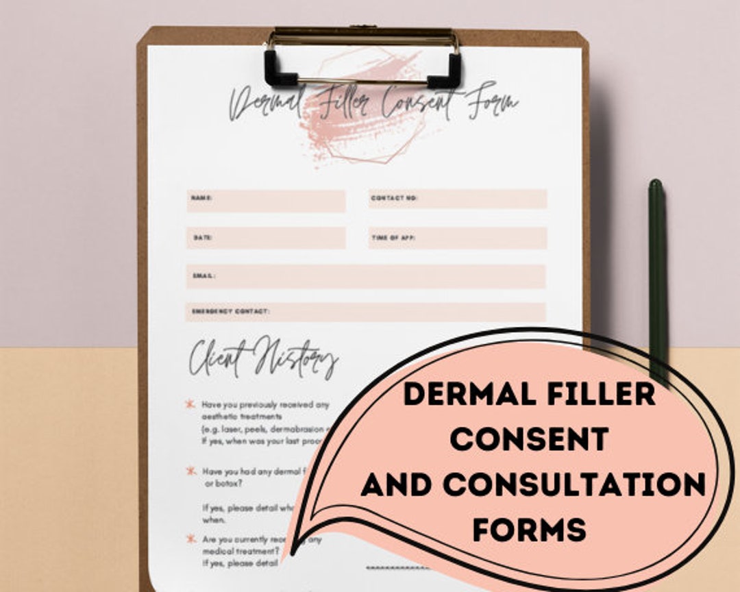 dermal filler consent and consultation form, printable digital