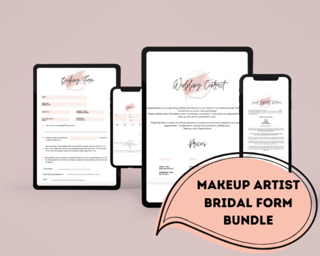 Makeup Artist Bridal Form Kit. Digital Printable Download Including