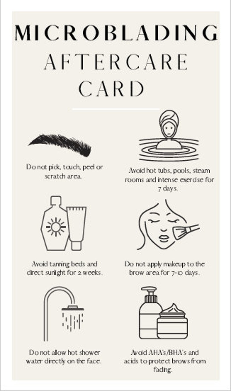 Microblading Aftercare Card double Sided. Digital Download - Etsy