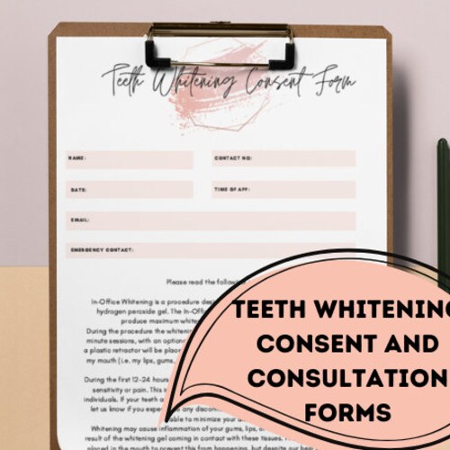 Teeth Whitening Consent Form in Office Teeth Whitening Client Etsy