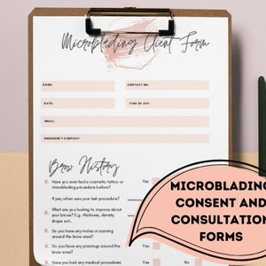 Microblading Brow Consent and Consultation Form. Printable Downloadable.