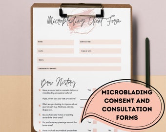 Microblading Brow Consent and Consultation Form. Printable Downloadable.
