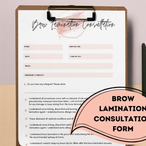 Brow Lamination Consultation and Consent Forms. Digital Download and Printable.