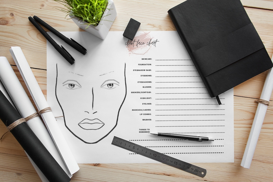 Client Face Card Printable Client Face Chart for Makeup Artists - Etsy