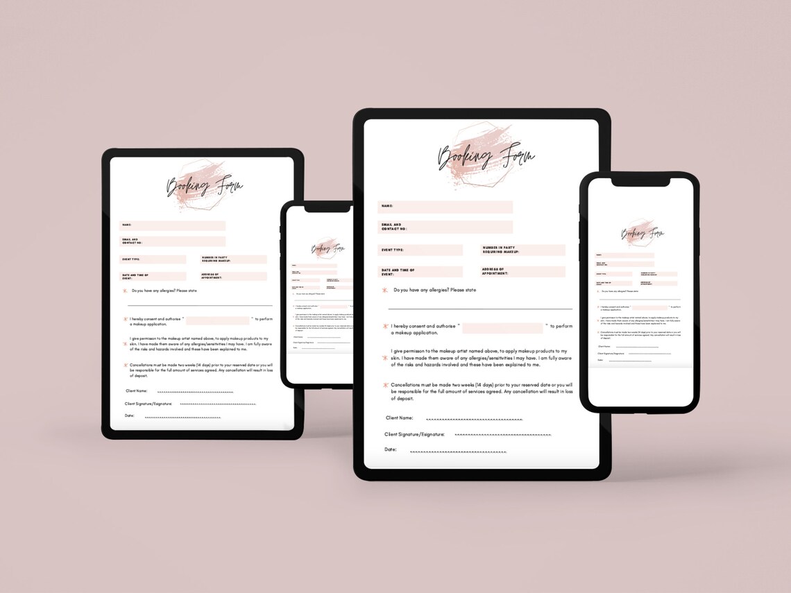 Booking Form for makeup artists freelancers small businesses Etsy
