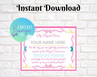 Sleeping Beauty Inspired Certificate | Princess Party | Princess Certificate | Instant Download | Party Favor