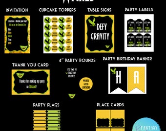 WICKED Broadway | OZ | No Place Like Home | Cupcake Toppers | Banner| Party Printables