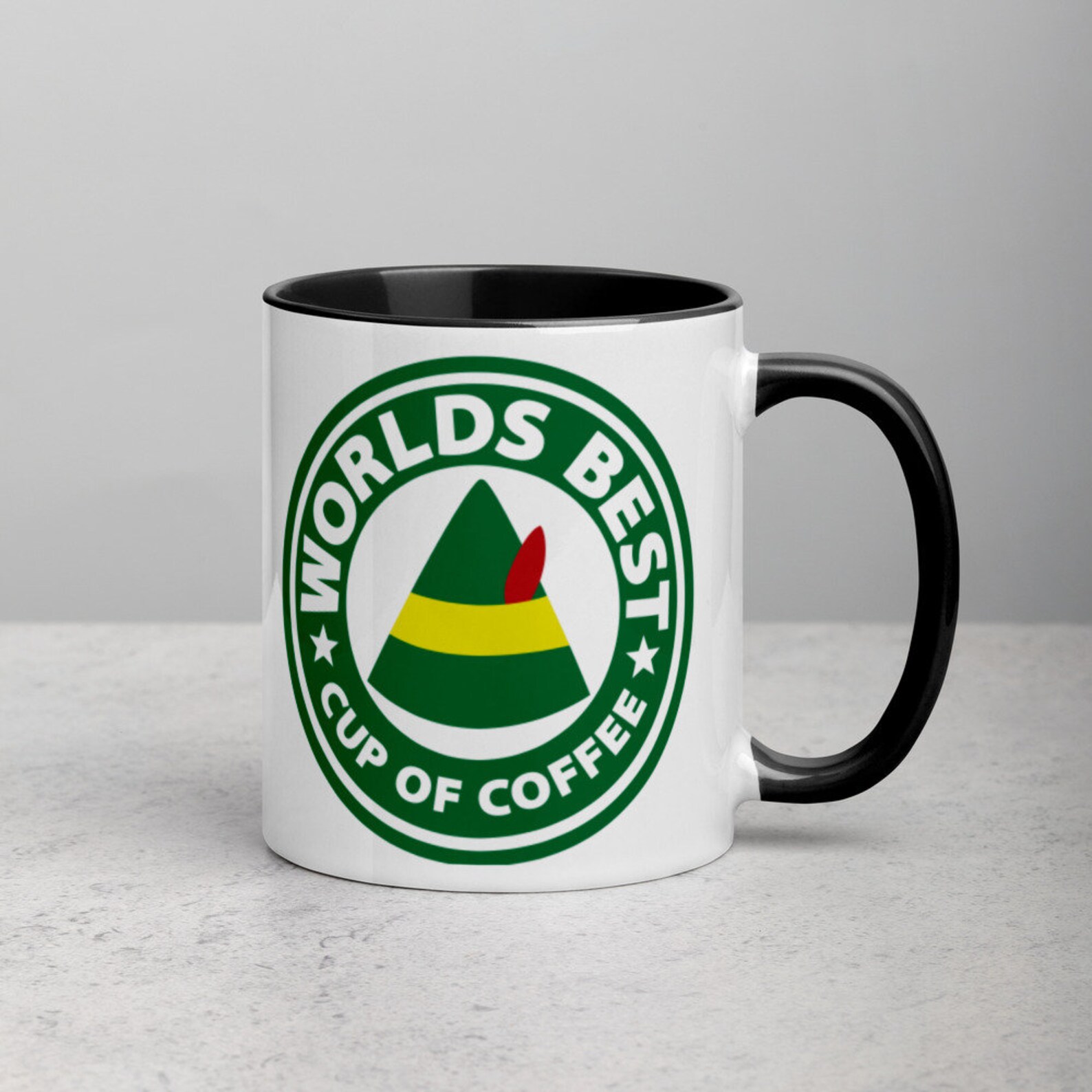 Worlds Best Cup of Coffee Mug with Color Inside Elf Etsy