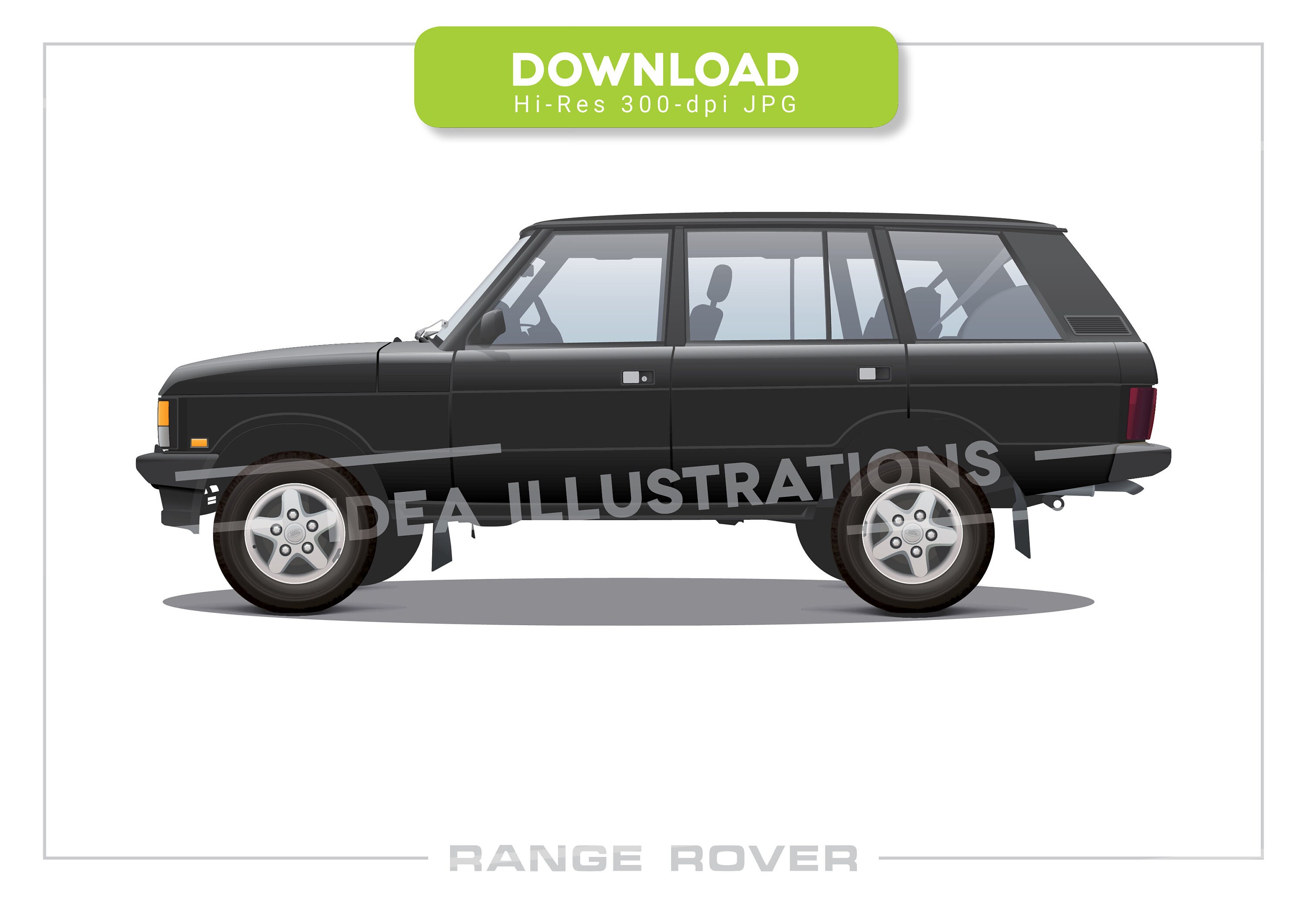 Range Rover in Black Illustration - Etsy