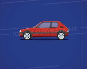 Poster - Peugeot 205 - (A4 A3 A2 Größen) Kunstdruck Auto Putz | eBay