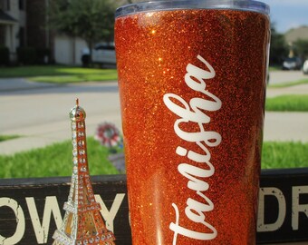 Personalized Glitter Tumbler Custom Tumbler Name or Monogram Name Tumbler Personalized Tumbler Vacuum Sealed Insulated Tumbler FREE SHIPPING
